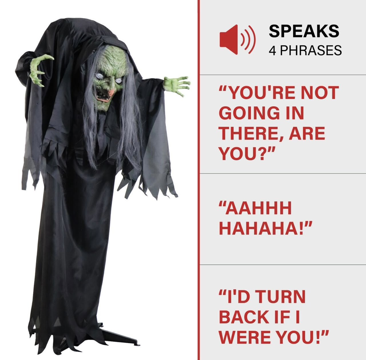 Sound & Press Activated Hunchback Witch Animatronic with Motion, Light & Sound Effects #20 - Image 2