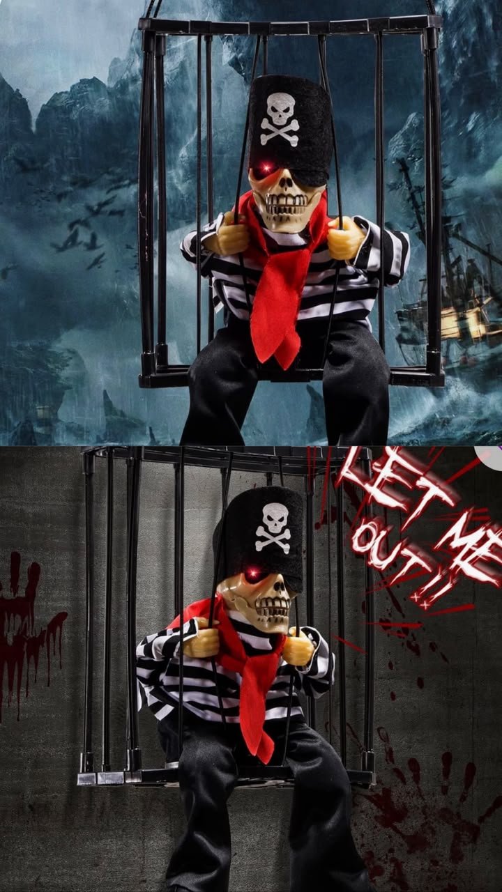 Animatronic Cage Ghost with Light Activation, Glowing Eyes & Extending Head #12 - Image 7