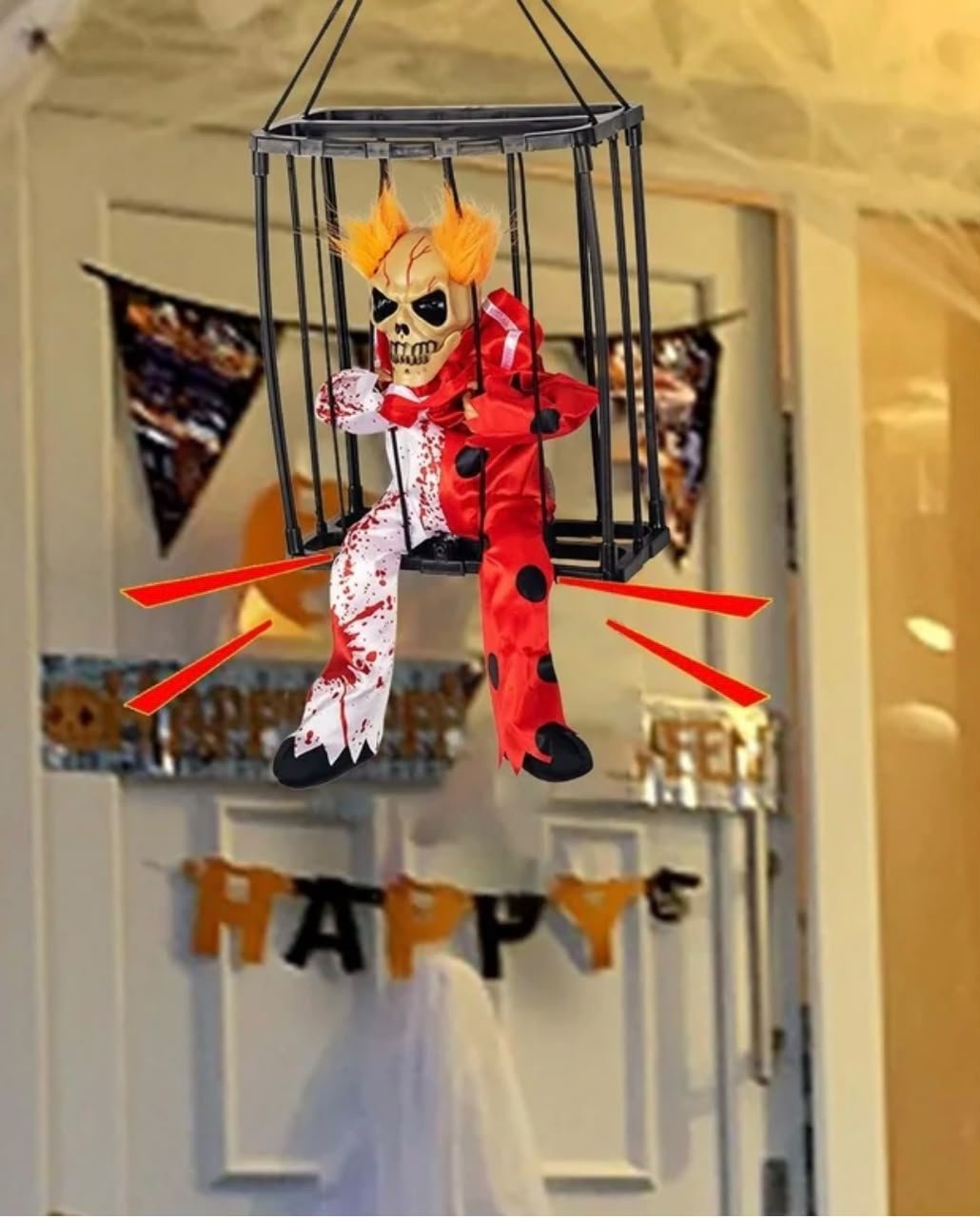 Animatronic Haunted Cage Ghost with Glowing Eyes & Extending Head #14 - Image 3