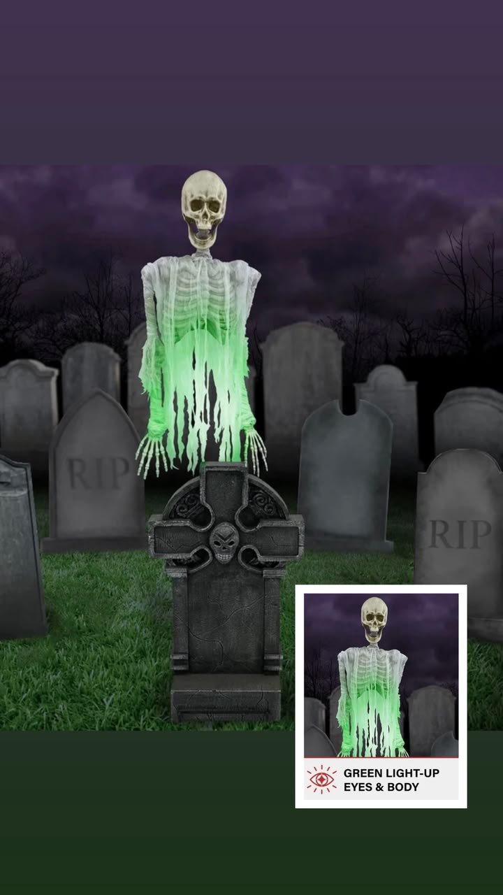 Standing Tombstone Skeleton Animatronic with Sound & Light Effects #19 - Image 4