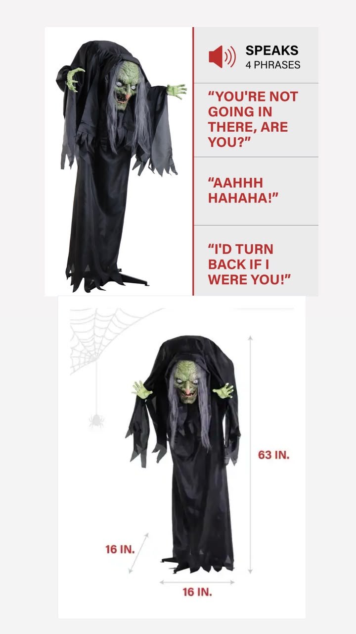 Sound & Press Activated Hunchback Witch Animatronic with Motion, Light & Sound Effects #20 - Image 11