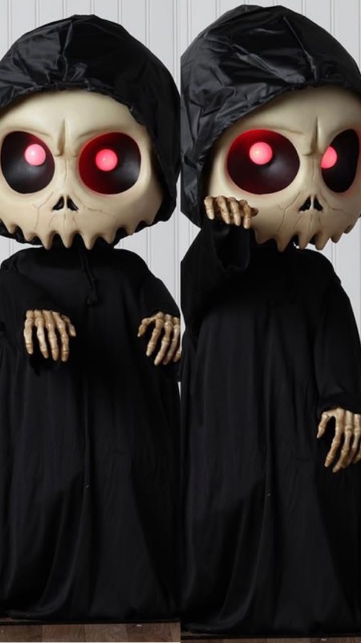 48-Inch Sound & Press Activated Standing Big-Head Skeleton Animatronic with Head Motion, Light & Sound Effects #23 - Image 3