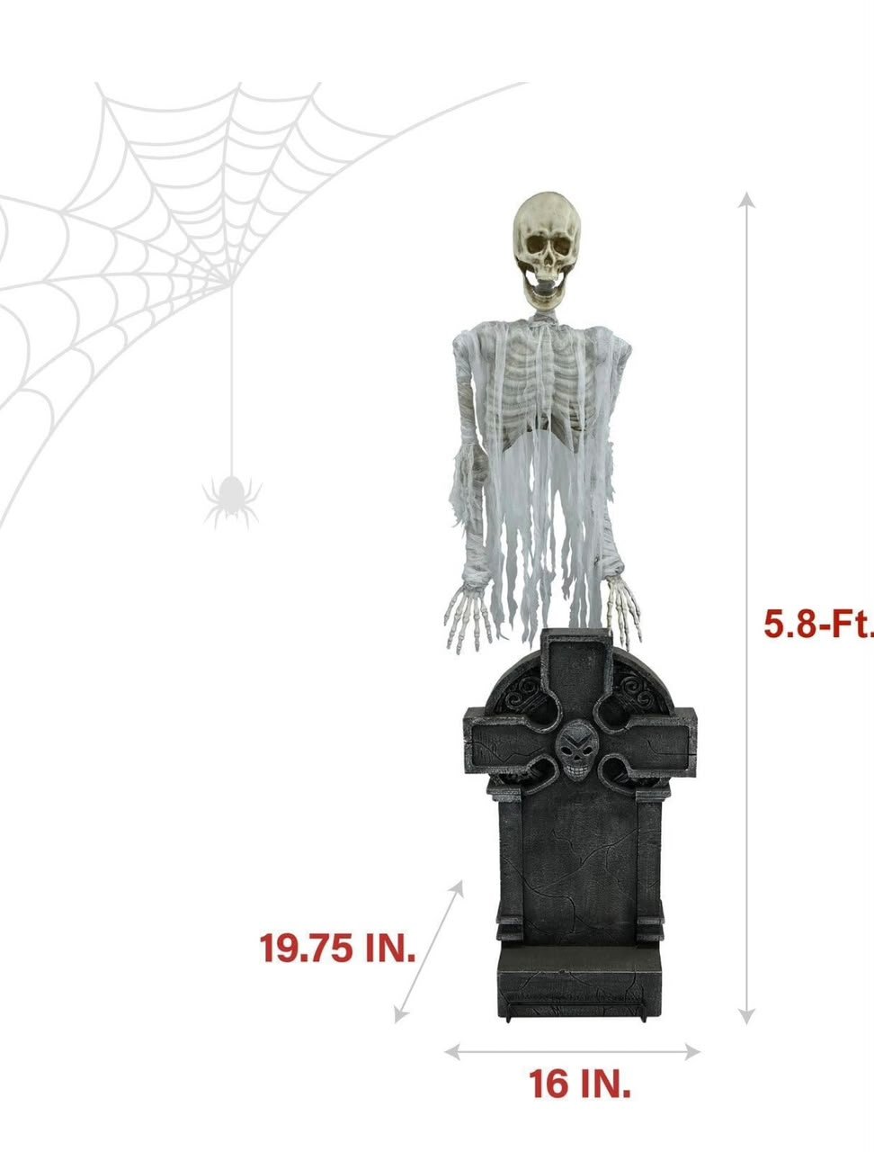 Standing Tombstone Skeleton Animatronic with Sound & Light Effects #19 - Image 6